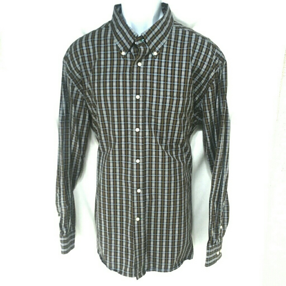 Tommy Hilfiger long sleeve brown plaid XL shirt